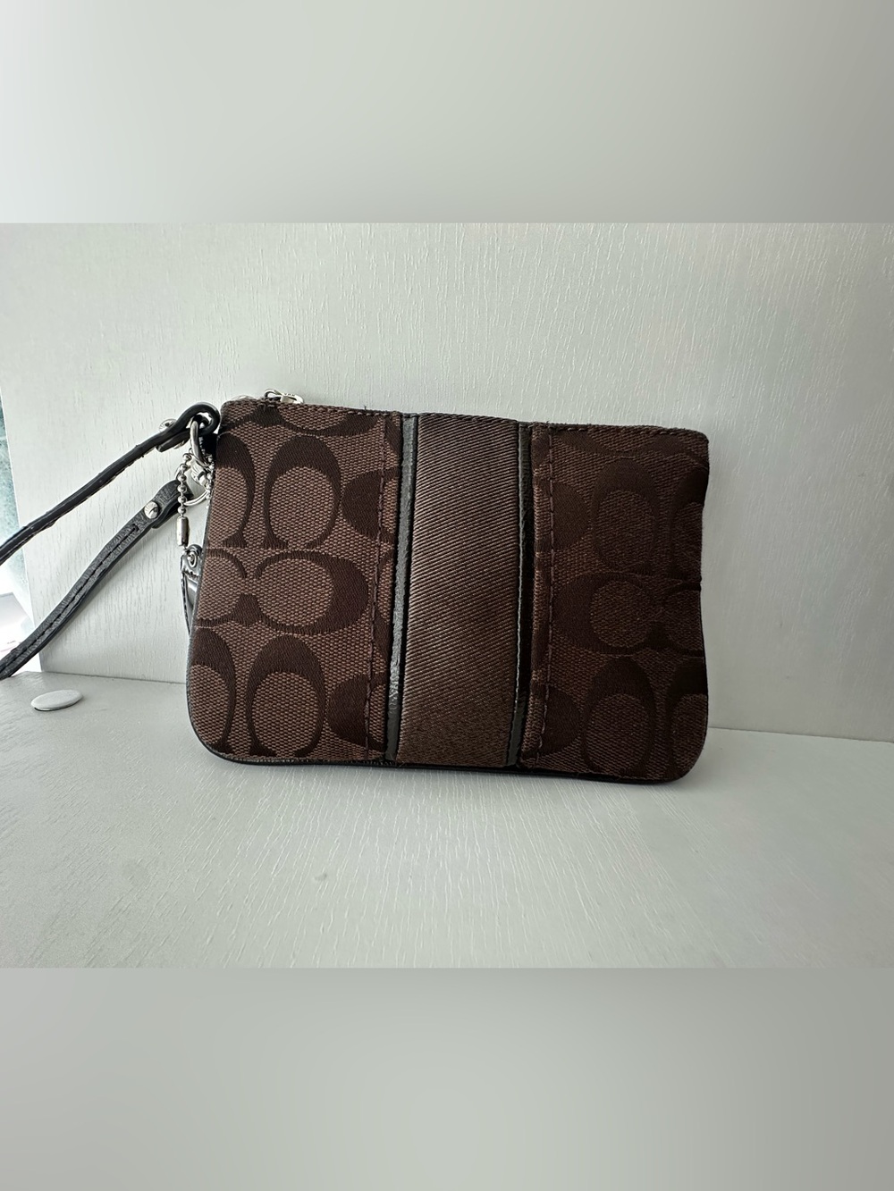 Coach Signature Jacquard Center stripe Wristlet